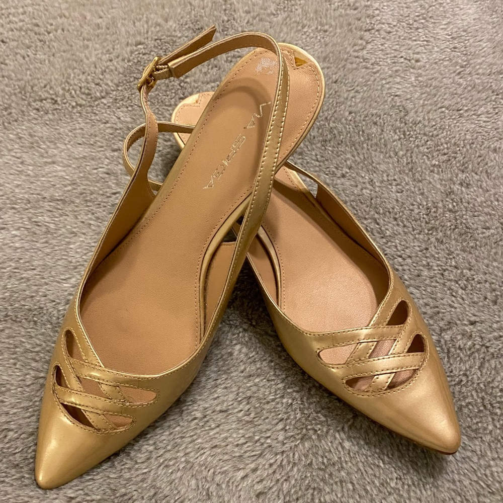 Via Spiga Gold Slingback Heels